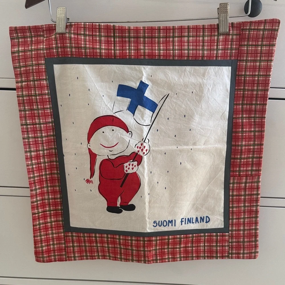 Artisan Made European Pillow Sham with Vintage Marimekko Fabric & Metal Buttons